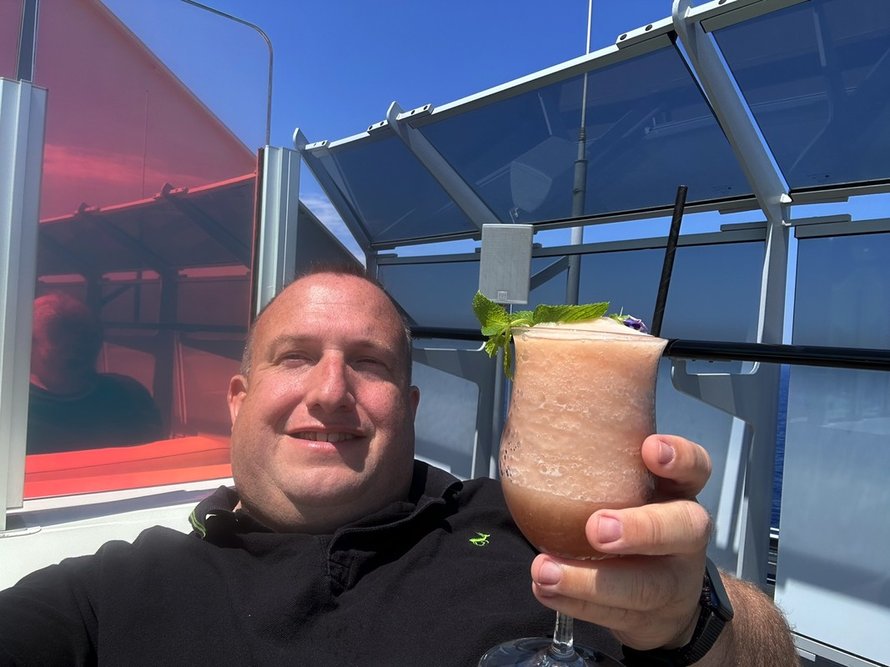 Frozen cocktail moment on Resilient Lady